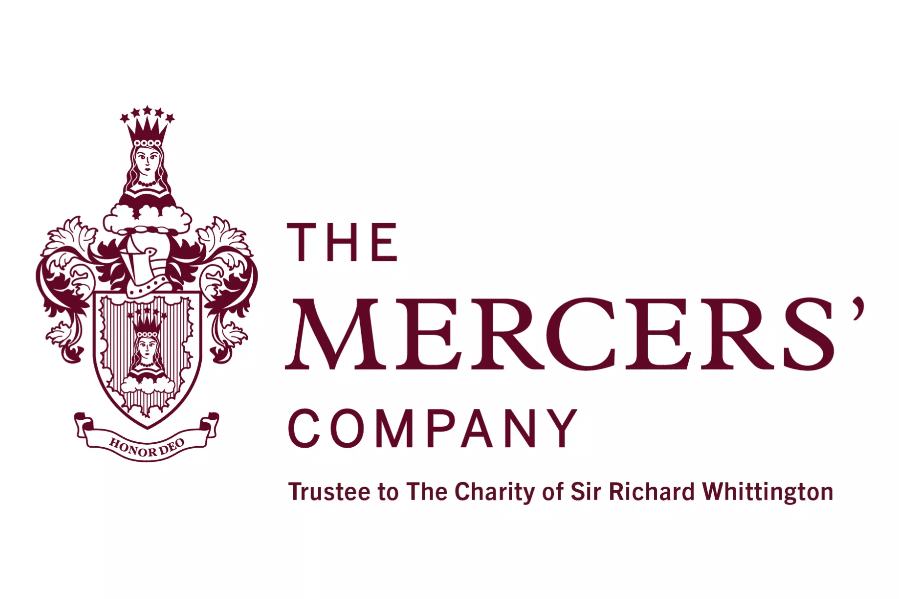 Un blason rouge et des lettres rouges indiquant "The Mercers' Company".