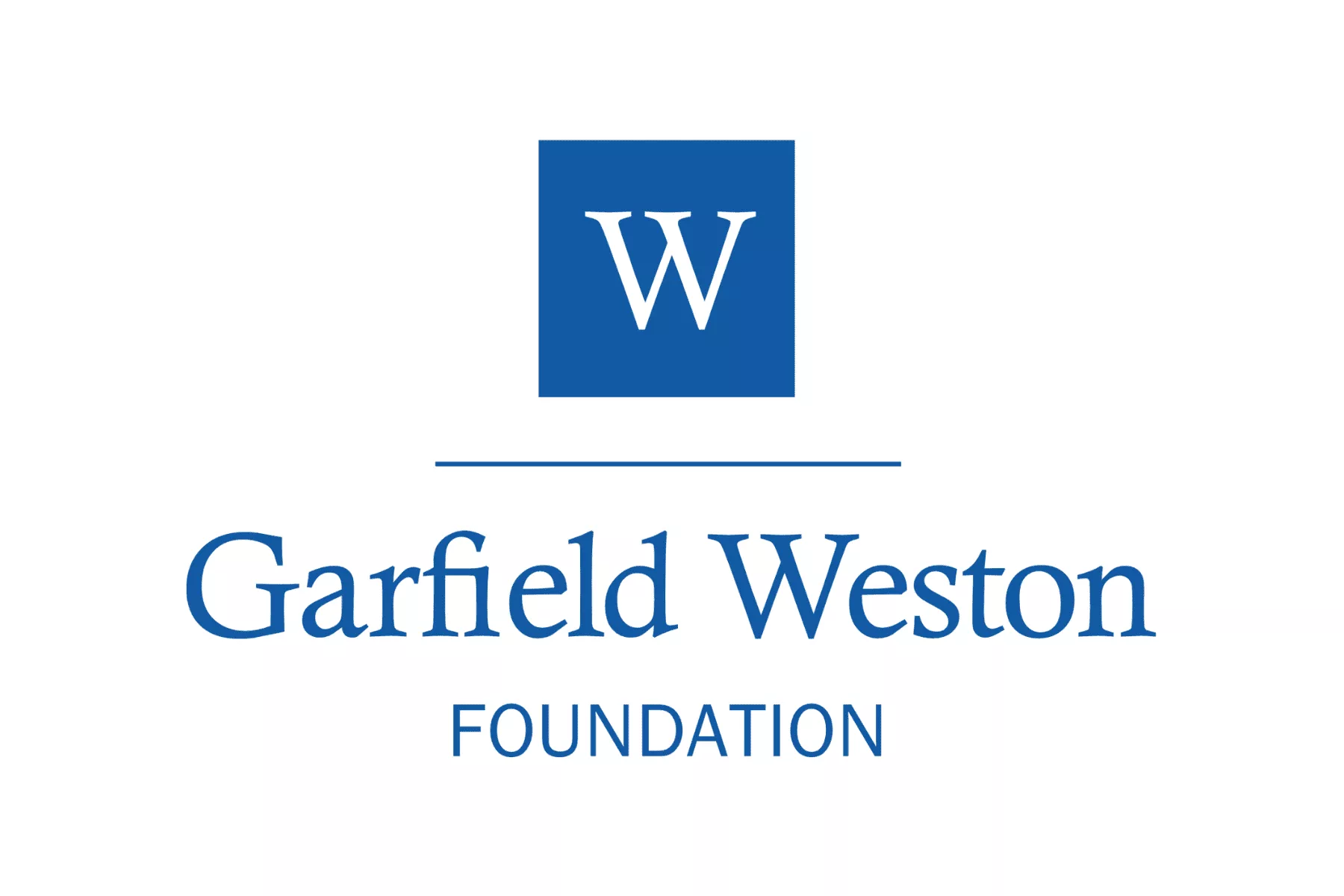 Un logo bleu portant la mention "The Garfield Weston Foundation".